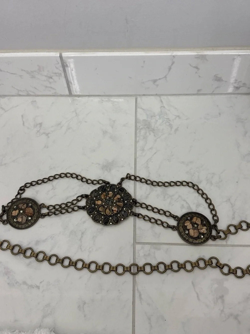 Bohemian Bronze-Tone Floral Medallion Belt
